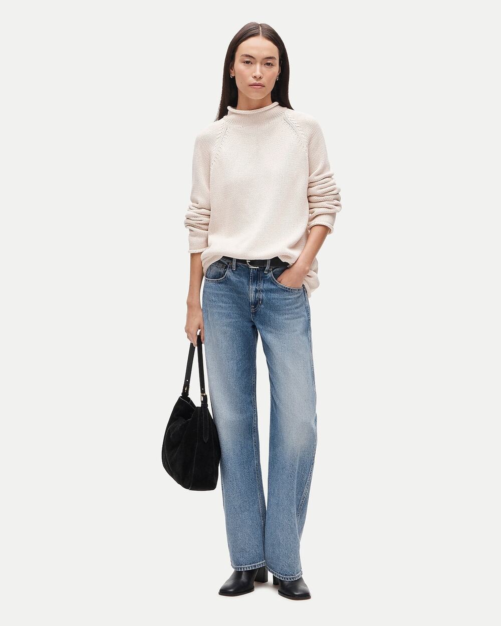 J. Crew 1988 Roll-Neck Sweater in Cotton Long Sleeves Mountain White Size M NWT